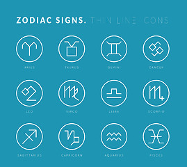 Image showing Zodiac signs. Thin line vector icons