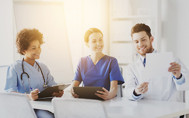 Image showing group of happy doctors meeting at hospital office