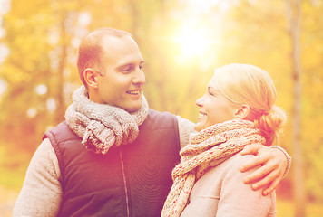 Image showing smiling couple in autumn park