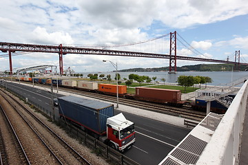 Image showing EUROPE PORTUGAL LISBON BRIDGE PONTE 25 DE ABRIL