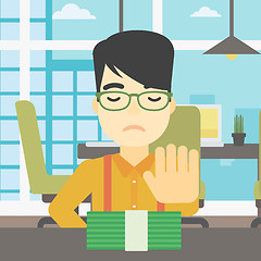 Image showing Man refusing bribe vector illustration.