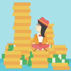 Image showing Business woman sitting on gold vector illustration