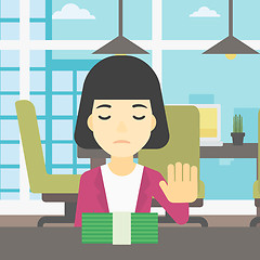 Image showing Woman refusing bribe vector illustration.