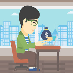 Image showing Businessman earning money from online business.