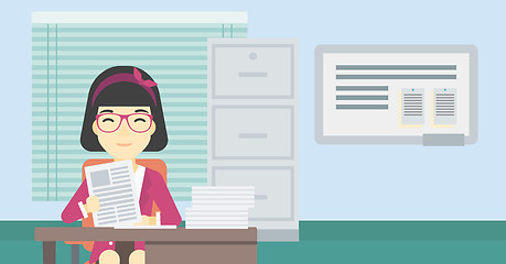 Image showing HR manager checking files vector illustration.