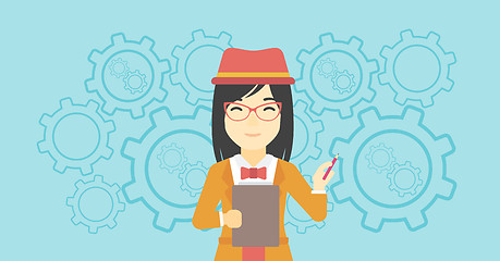 Image showing Business woman with pencil vector illustration.