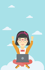 Image showing Woman on cloud with laptop vector illustration.