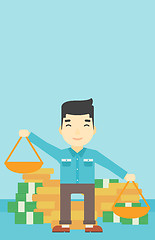 Image showing Businessman with scales vector illustration.