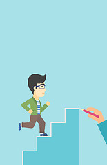 Image showing Businessman running upstairs vector illustration.