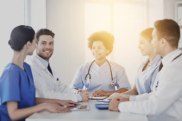 Image showing group of happy doctors meeting at hospital office