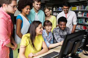 Image showing international students with computers at library