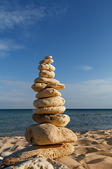 Image showing stone piles on the beach