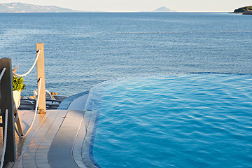 Image showing Infinity pool on the sunset