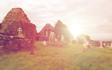 Image showing old celtic cemetery graveyard in ireland