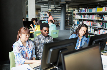 Image showing international students with computers at library