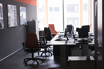 Image showing empty office with modern computers