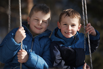 Image showing portrait of little boys at winter day