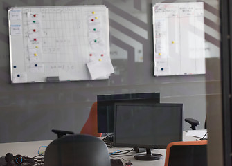 Image showing empty office with modern computers