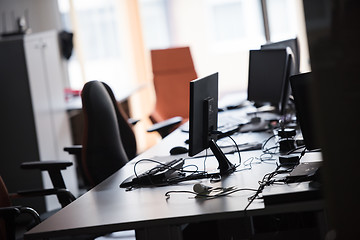 Image showing empty office with modern computers