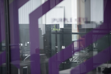 Image showing empty office with modern computers