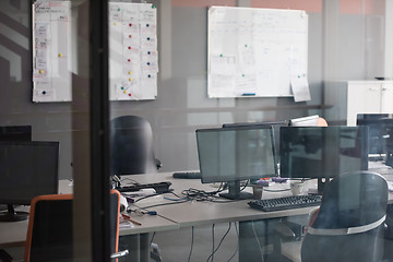 Image showing empty office with modern computers