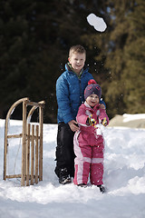 Image showing Brother and sister portrait in winter time