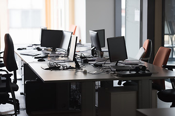 Image showing empty office with modern computers