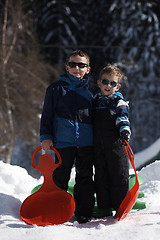 Image showing portrait of little boys at winter day