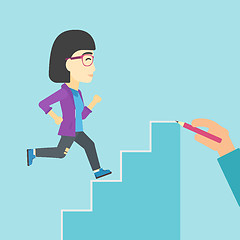 Image showing Businesswoman running upstairs vector illustration