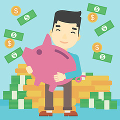 Image showing Businessman with piggy bank vector illustration.
