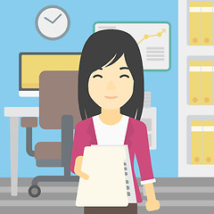 Image showing Woman giving resume vector illustration.