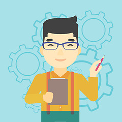 Image showing Businessman with pencil vector illustration.