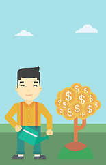 Image showing Man watering money tree vector illustration.