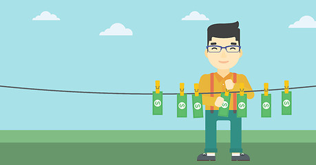 Image showing Man loundering money vector illustration.