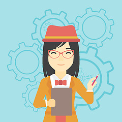 Image showing Business woman with pencil vector illustration.