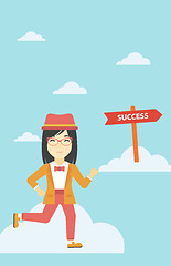 Image showing Business woman moving to success.