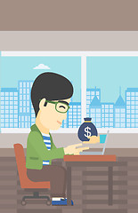 Image showing Businessman earning money from online business.