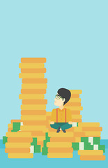Image showing Businessman sitting on gold vector illustration.