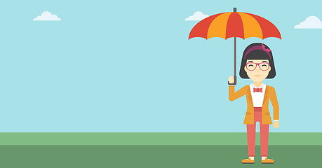 Image showing Business woman with umbrella vector illustration.