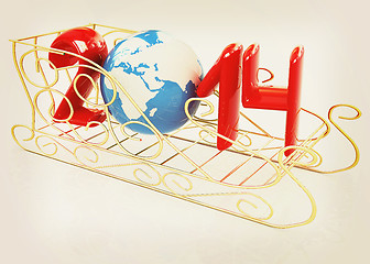 Image showing Happy New Year 2014. 3D illustration. Vintage style.