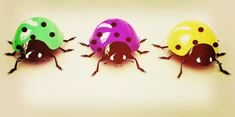 Image showing Ladybirds. 3D illustration. Vintage style.