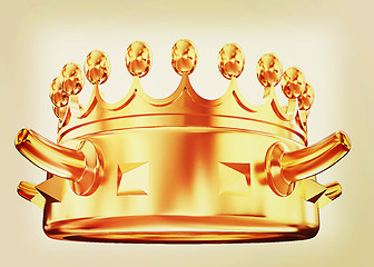 Image showing Gold crown isolated on white background . 3D illustration. Vinta