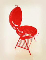 Image showing Oven barbecue grill. 3D illustration. Vintage style.