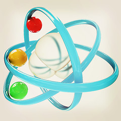Image showing 3d illustration of a water molecule. 3D illustration. Vintage st