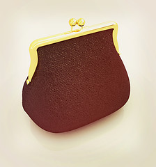 Image showing Leather purse. 3D illustration. Vintage style.