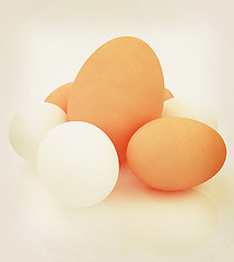 Image showing Big egg and eggs. 3D illustration. Vintage style.