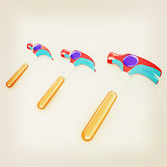 Image showing Hammer on white background . 3D illustration. Vintage style.