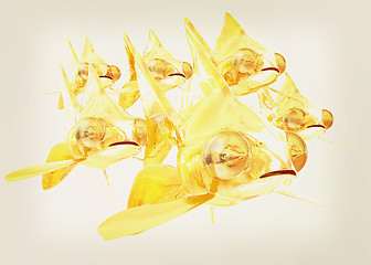 Image showing Gold fishes. 3D illustration. Vintage style.