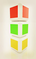 Image showing Abstract colorfull blocks 3d. 3D illustration. Vintage style.