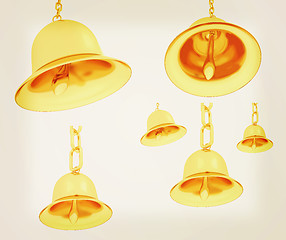 Image showing Gold bell set. 3D illustration. Vintage style.